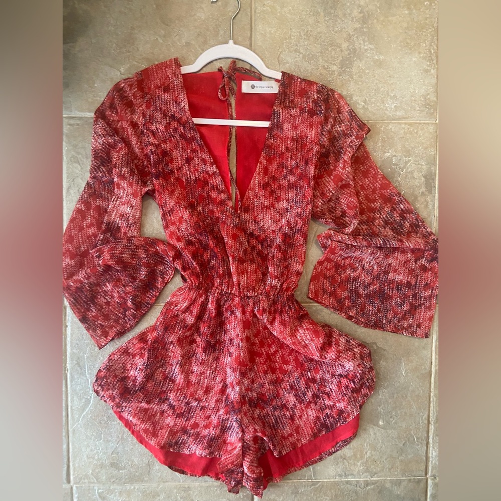 Gorgeous deep red shorts romper. Impeccable Pig design. Size M